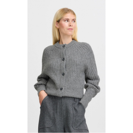 B. YOUNG Γυναικεία Μάλλινη Ζακέτα Regular Fit Byoksana Cardigan 20815268-Mid Grey (Γκρί)