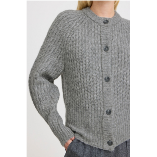 B. YOUNG Γυναικεία Μάλλινη Ζακέτα Regular Fit Byoksana Cardigan 20815268-Mid Grey (Γκρί)