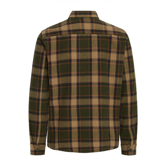 BLEND Ανδρικό Βαμβακερό Πουκάμισο Καρό Overshirt Regular Fit 20718554-190414 (Χακί)