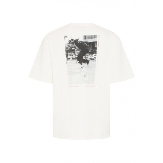 BLEND Ανδρικό Βαμβακερό T-shirt Regular Fit BHKEATON BACKPRINT TEE 20720341-Snow White(Λευκό)