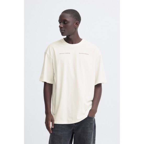 BLEND Ανδρικό Βαμβακερό T-shirt Regular Fit BHKEATON BACKPRINT TEE 20720341-Snow White(Λευκό)