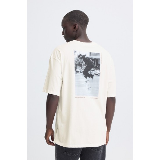 BLEND Ανδρικό Βαμβακερό T-shirt Regular Fit BHKEATON BACKPRINT TEE 20720341-Snow White(Λευκό)