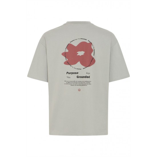 BLEND Ανδρικό Βαμβακερό T-shirt Relaxed Fit BHKODEY BACKPRINT TEE 20720343-Griffin(Γκρί)