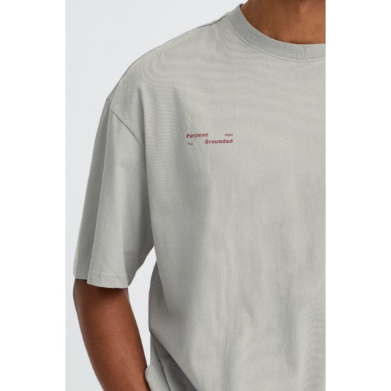 BLEND Ανδρικό Βαμβακερό T-shirt Relaxed Fit BHKODEY BACKPRINT TEE 20720343-Griffin(Γκρί)