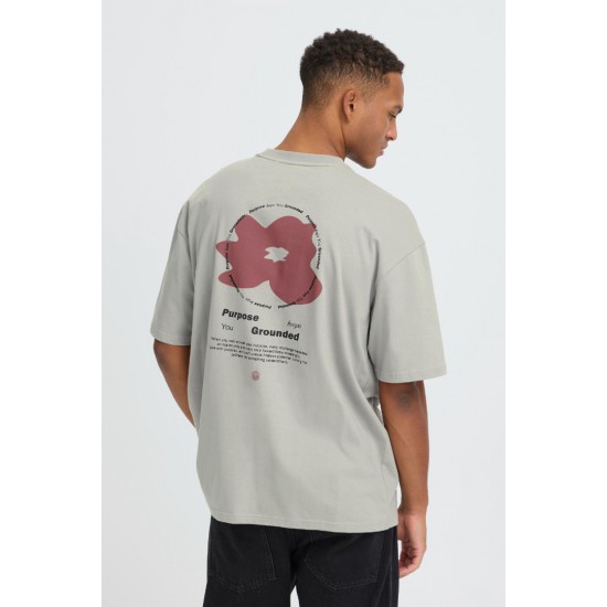 BLEND Ανδρικό Βαμβακερό T-shirt Relaxed Fit BHKODEY BACKPRINT TEE 20720343-Griffin(Γκρί)