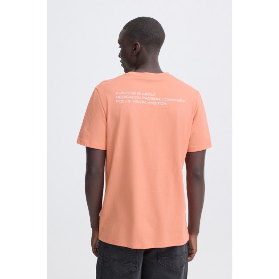 BLEND Ανδρικό Βαμβακερό T-shirt Regular Fit BHKAIN BACKPRINT TEE 20720347-900003497 Burnt Cor (Πορτοκαλί)