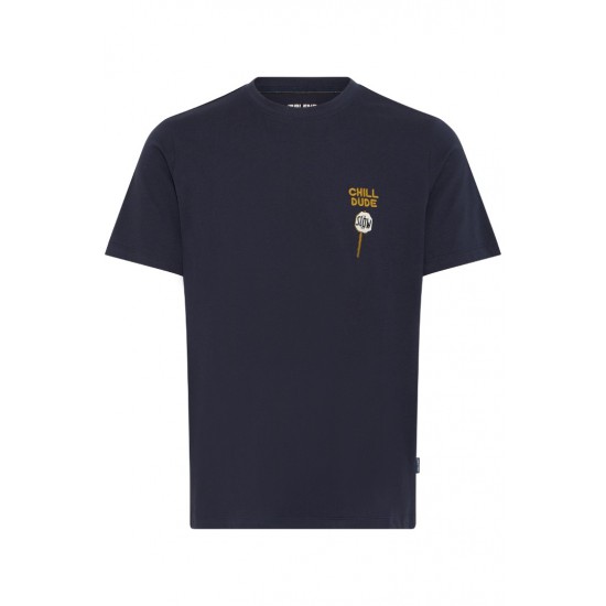 BLEND Ανδρικό Βαμβακερό T-shirt Regular Fit BHKAMERON FUNNY EMB TEE 20720360-Salute(Μπλέ)