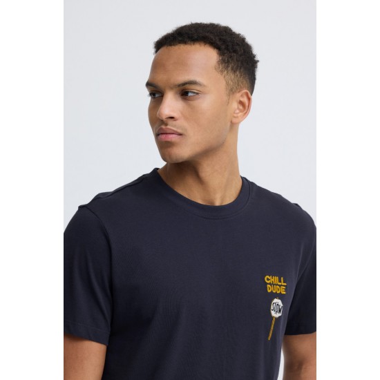 BLEND Ανδρικό Βαμβακερό T-shirt Regular Fit BHKAMERON FUNNY EMB TEE 20720360-Salute(Μπλέ)