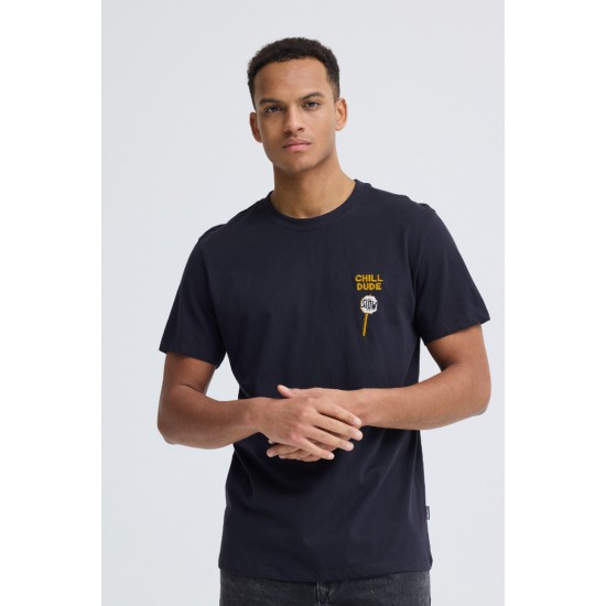 BLEND Ανδρικό Βαμβακερό T-shirt Regular Fit BHKAMERON FUNNY EMB TEE 20720360-Salute(Μπλέ)