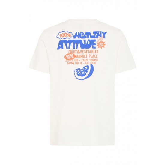 BLEND Ανδρικό Βαμβακερό T-shirt Regular Fit BHSUN WATERMELON TEE 20720474-Snow White(Λευκό)