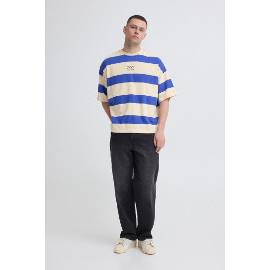 Blend T-Shirt with Stripes Baggy Fit 20720590-900005716(Κρεμ-Μπλέ)