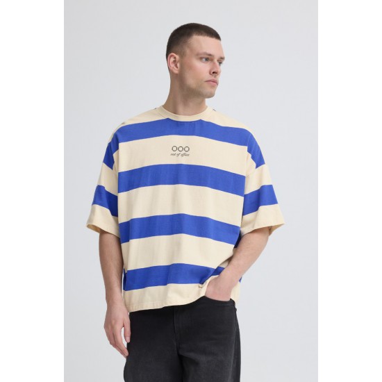 Blend T-Shirt with Stripes Baggy Fit 20720590-900005716(Κρεμ-Μπλέ)