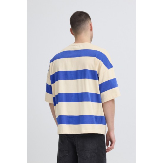 Blend T-Shirt with Stripes Baggy Fit 20720590-900005716(Κρεμ-Μπλέ)