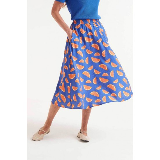 COMPANIA FANTASTICA Γυναικεία Ψηλόμεση Φούστα Midi Pomelo Skirt 51C/11012 (Μπλε)