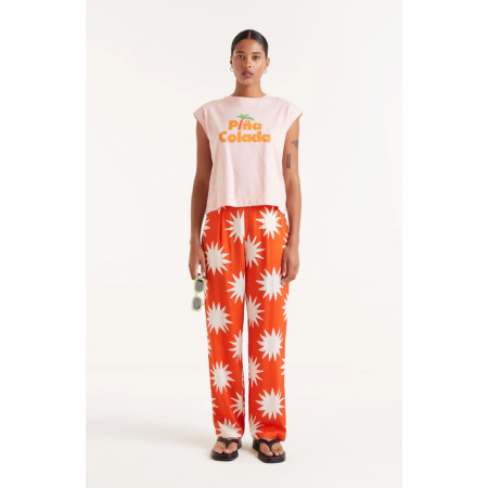 COMPANIA FANTASTICA Γυναικεία Παντελόνα Big Sun printed long pants 52C/44105 (Πορτοκαλί)