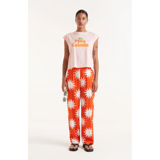 COMPANIA FANTASTICA Γυναικεία Παντελόνα Big Sun printed long pants 52C/44105 (Πορτοκαλί)