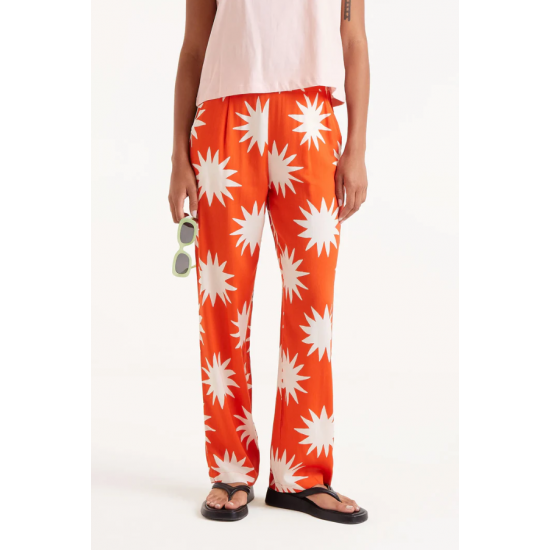 COMPANIA FANTASTICA Γυναικεία Παντελόνα Big Sun printed long pants 52C/44105 (Πορτοκαλί)