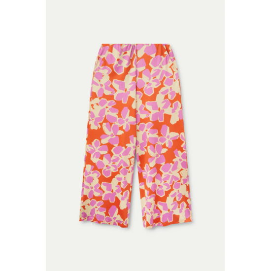 COMPANIA FANTASTICA Γυναικεία Παντελόνα Rubra Orange printed straight trousers 52C/11904 (Κοραλλί)