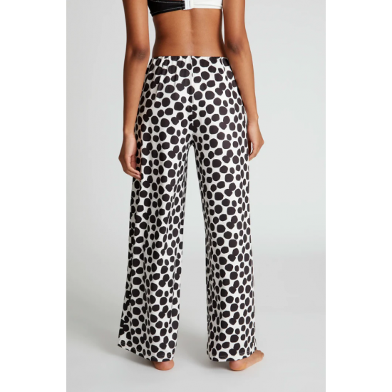 COMPANIA FANTASTICA Γυναικεία Παντελόνα Terrazzo print straight trousers 52C-11902 (Λευκό-Μαύρο)