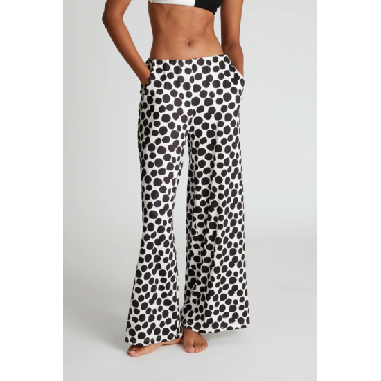 COMPANIA FANTASTICA Γυναικεία Παντελόνα Terrazzo print straight trousers 52C-11902 (Λευκό-Μαύρο)