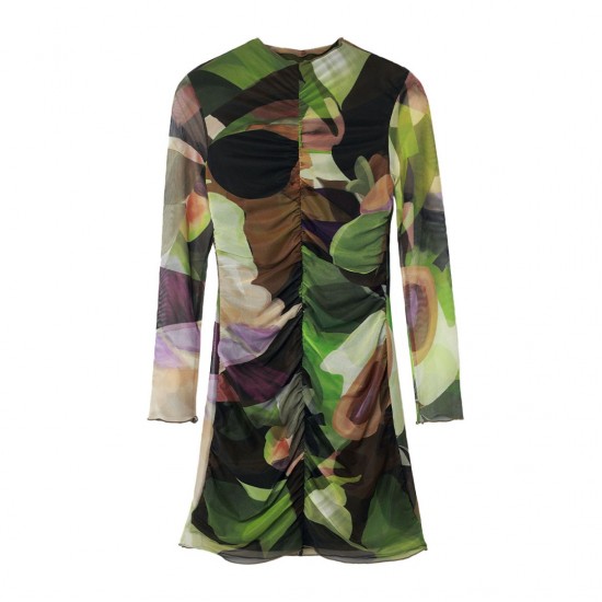 DESIGUAL Γυναικείο Φόρεμα Mini μακρυμάνικο VEST_CAMOUFLAGE_LACROIX 24WWVK36/4092 (Floral)