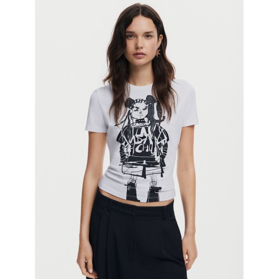 DESIGUAL Γυναικείο Βαμβακερό T-shirt C. Lacroix TS_TSOI 24WWTK90/1000 (Λευκό)