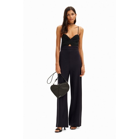 DESIGUAL Γυναικεία Ολόσωμη Φόρμα  Slim-Fit Crochet Jumpsuit 24SWPK04-2000 (Μαύρο)