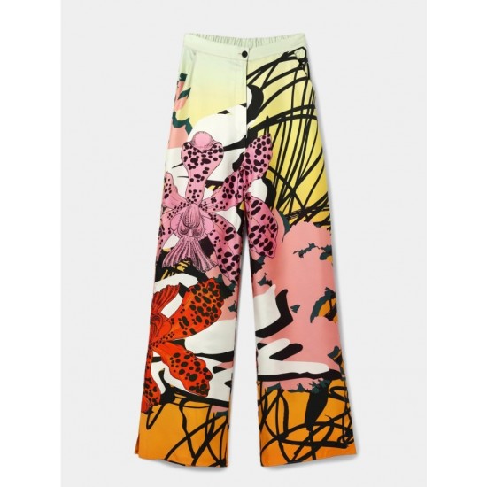 DESIGUAL Γυναικείο Παντελόνι Christian Lacroix Silk Orchid Trousers 24SWPW27-9019 (Floral)