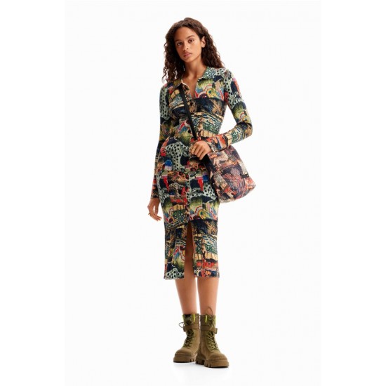 DESIGUAL Γυναικείο Midi Φόρεμα M. Christian Lacroix Tapestry Midi Dress 23WWVF15-6007 (Multicolour)