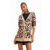 DESIGUAL Γυναικείο Ζακέτα Oversize Leopard Cardigan 23WWJF44-1001 (Μπεζ)