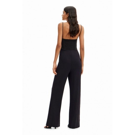 DESIGUAL Γυναικεία Ολόσωμη Φόρμα  Slim-Fit Crochet Jumpsuit 24SWPK04-2000 (Μαύρο)