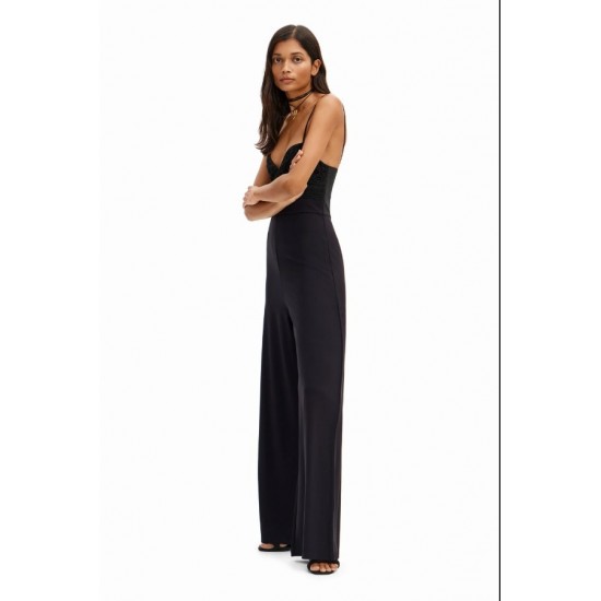 DESIGUAL Γυναικεία Ολόσωμη Φόρμα  Slim-Fit Crochet Jumpsuit 24SWPK04-2000 (Μαύρο)