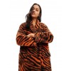 DESIGUAL Γυναικείο Παλτό με Κουμπιά Long Wool Zebra Coat 23WWEW52-7002 (Καφέ)