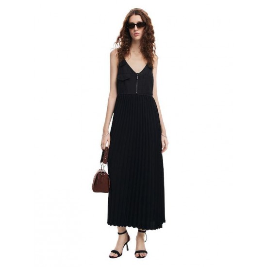 DESIGUAL Γυναικείο Φόρεμα Midi Regular Fit Vest Houston 24WWVW39/2000 - Black (Μαύρο)