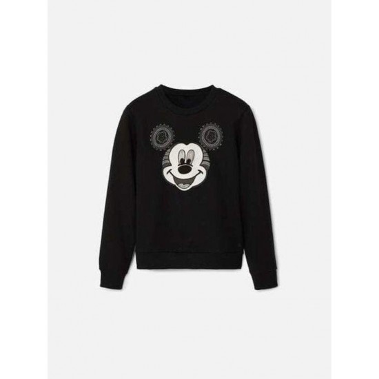 DESIGUAL Γυναικείο Βαμβακερό Φούτερ MICKEY YEAH 24WWSK10/2000-Black (Μαύρο)