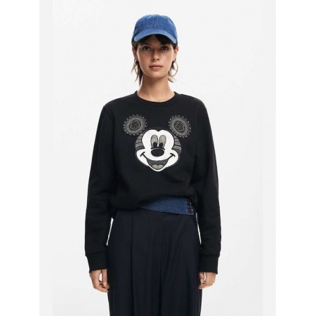 DESIGUAL Γυναικείο Βαμβακερό Φούτερ MICKEY YEAH 24WWSK10/2000-Black (Μαύρο)