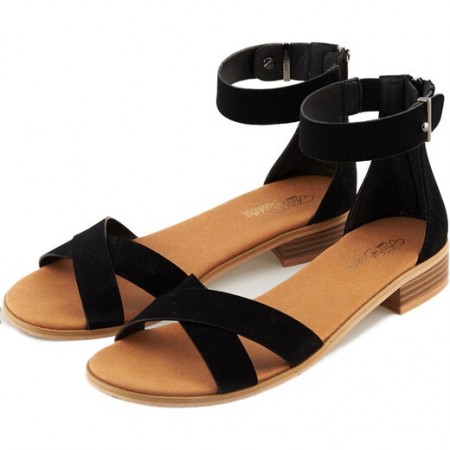 Funkybuddha Γυναικεία Σανδάλια Ankle Strap (Μαύρο)