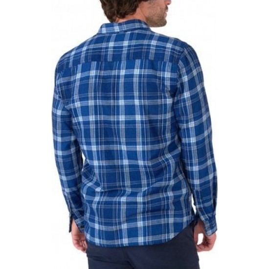 Funkybuddha Men's Checkered Shirt (Blue)