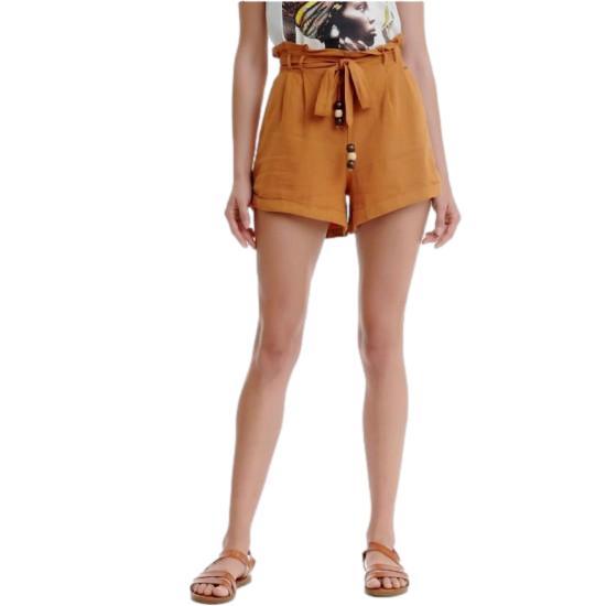 Funkybuddha Women's Linen Shorts (Yellow)