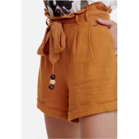 Funkybuddha Women's Linen Shorts (Yellow)