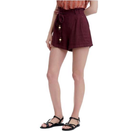 Funkybuddha Women's Linen Shorts (Bordeaux)