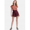 Funkybuddha Women's Linen Shorts (Bordeaux)