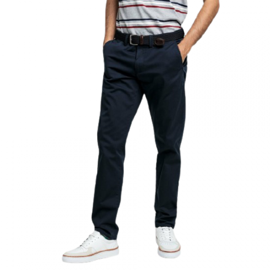 Gant Ανδρικό Βαμβακερό Παντελόνι Twill Chinos Στενή Γραμμή 1500156 410 Μπλε Σκούρο