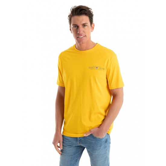 GANT Ανδρικό Βαμβακερό T-Shirt Printed Graphic Κανονική Γραμμή 2044017 733 Κίτρινο