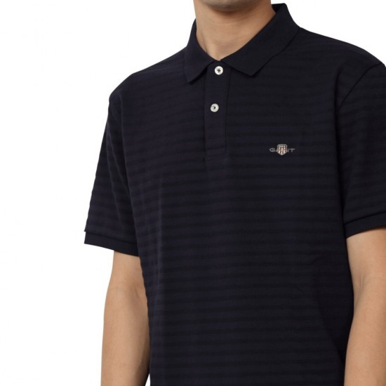 GANT Ανδρική Μπλούζα Μείγμα Βαμβακιού Polo Texture Stripe Κανονική Γραμμή 2014035 433 Σκούρο Μπλε