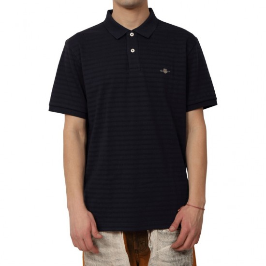 GANT Ανδρική Μπλούζα Μείγμα Βαμβακιού Polo Texture Stripe Κανονική Γραμμή 2014035 433 Σκούρο Μπλε