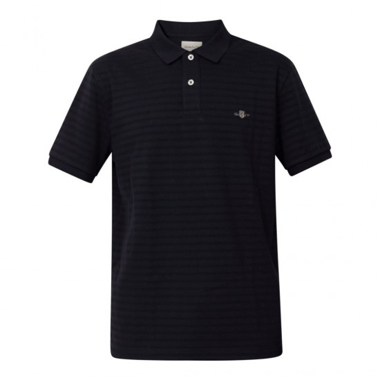 GANT Ανδρική Μπλούζα Μείγμα Βαμβακιού Polo Texture Stripe Κανονική Γραμμή 2014035 433 Σκούρο Μπλε