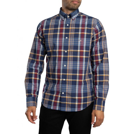 GANT Ανδρικό Βαμβακερό Καρό Πουκάμισο Κανονική Γραμμή 3250212 423 Μπλε