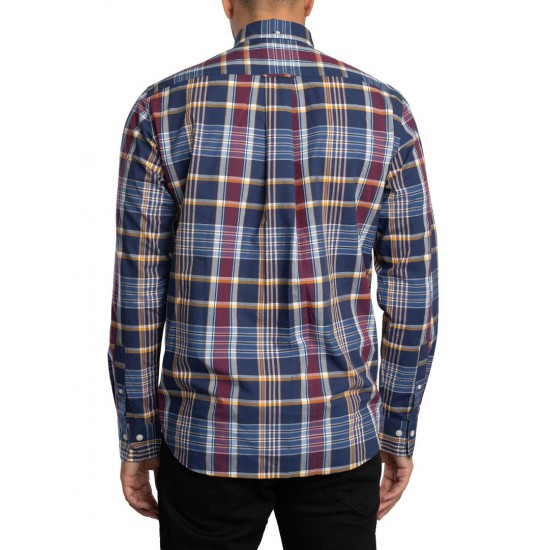 GANT Ανδρικό Βαμβακερό Καρό Πουκάμισο Κανονική Γραμμή 3250212 423 Μπλε