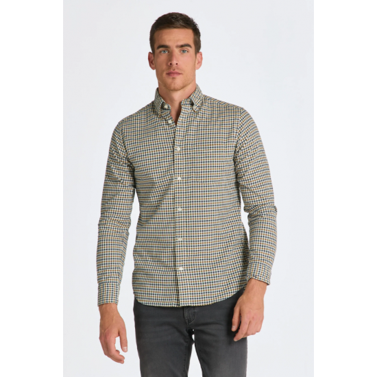 Gant Men's Regular Fit Cotton Twill Micro Multi Check Shirt 3230201 113 Eggshell